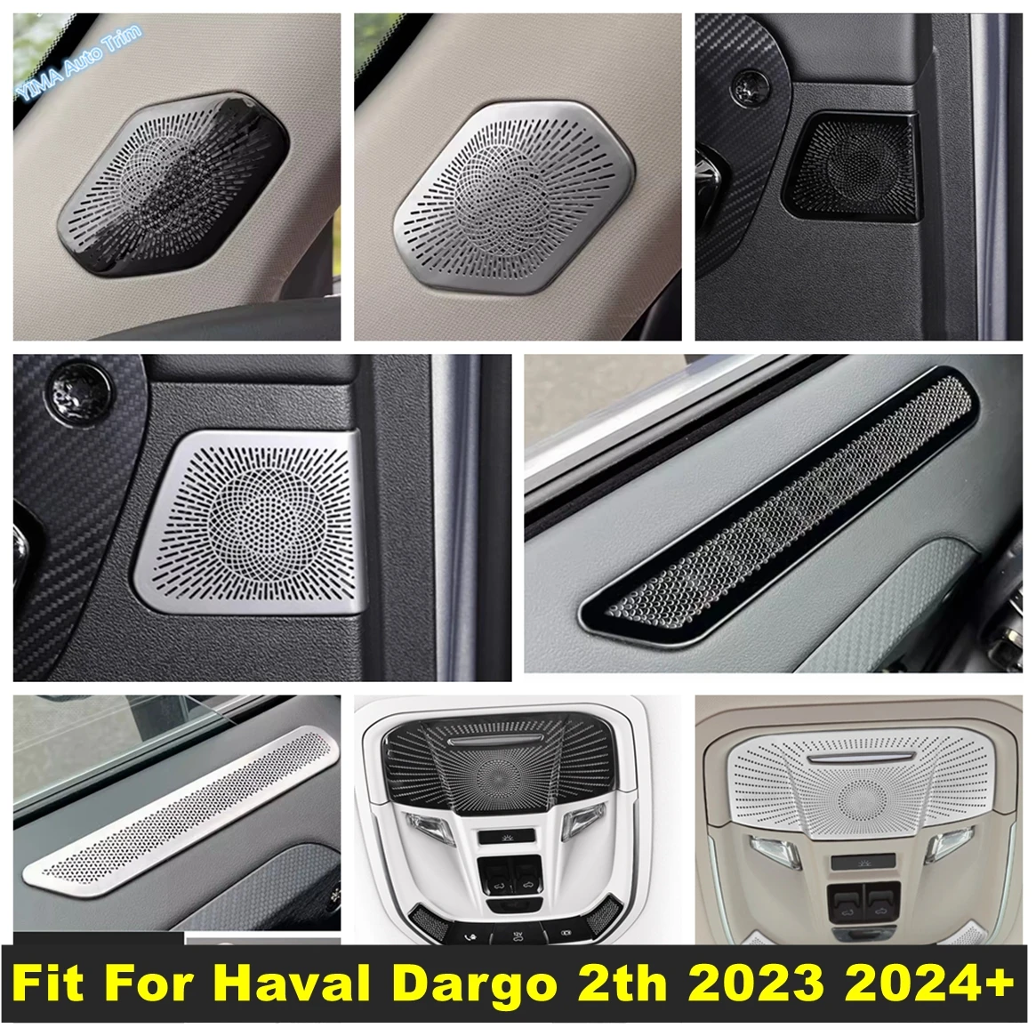 

Car Roof Read Light / Door Air AC Outlet / Pillar A Speaker Cover Trim Stainless Steel Accessories For Haval Dargo 2th 2023 2024