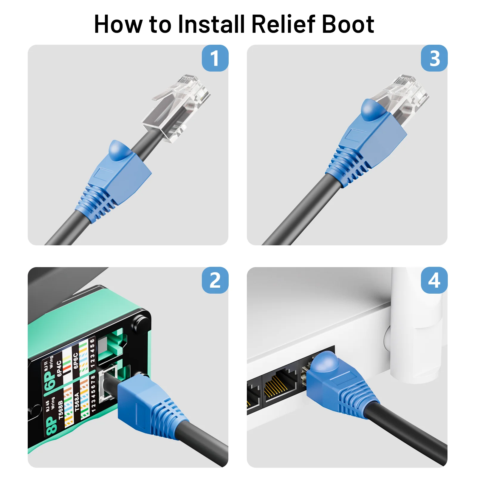 ZoeRax 100er-Pack RJ45 CAT6 CAT6E CAT5 CAT5E Ethernet-Netzwerkkabel Zugentlastungsmanschetten Kabelstecker-Steckerabdeckung (Außendurchmesser 6,0 mm) – Detail 5