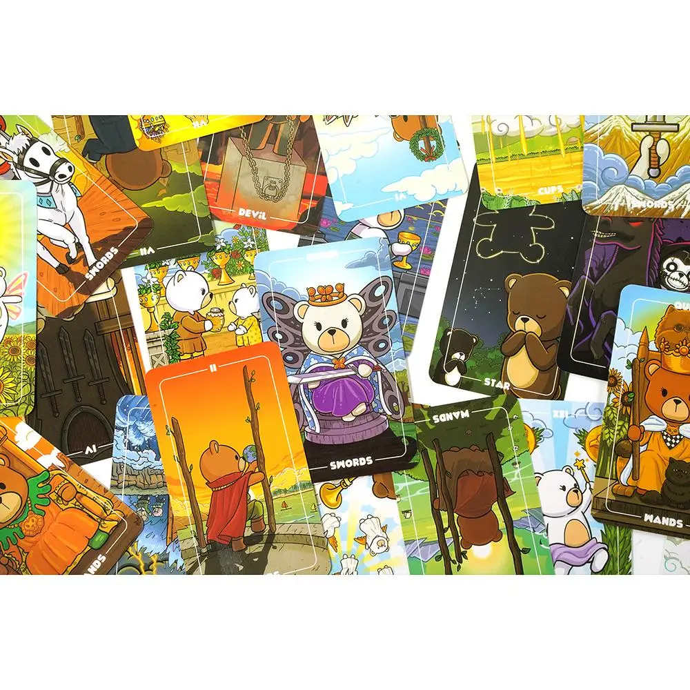 78 Stuks Teddy Tarot Ver.2 Van Deckstiny De Zwervende Maan Waarzeggerij Beginner Luxe Zwart Wit Orakel Kaartspel Met Guidbook