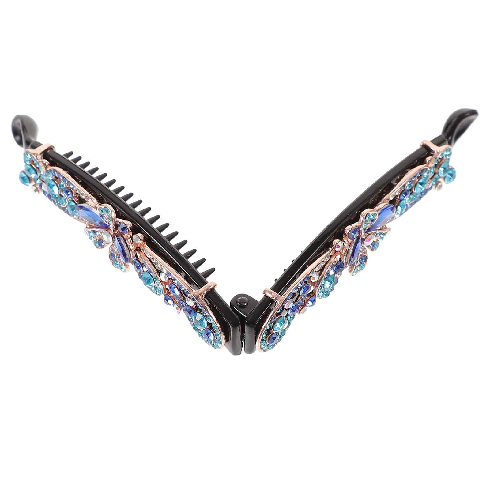 

Flower Banana Hair Decoration Alloy Rhinestone Clips Blue Color Small Decorative Hair Clip Women Accessories