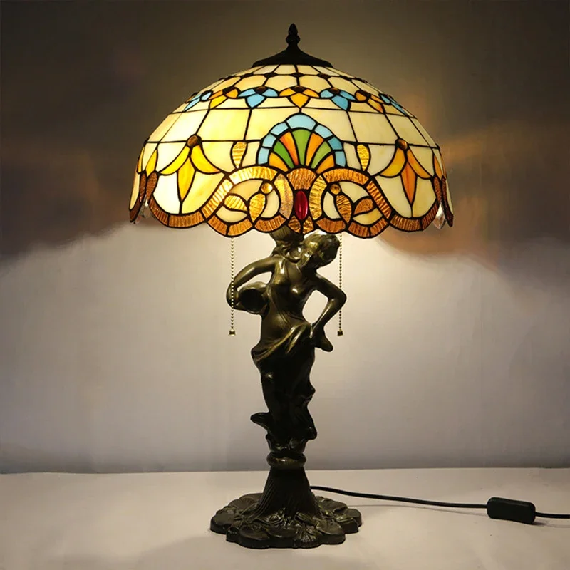 DEBBY Tiffany Table Lamp LED Creative Exquisite Flowers Color Glass Desk Light Decor For Home Study Bedroom Hotel Bedside