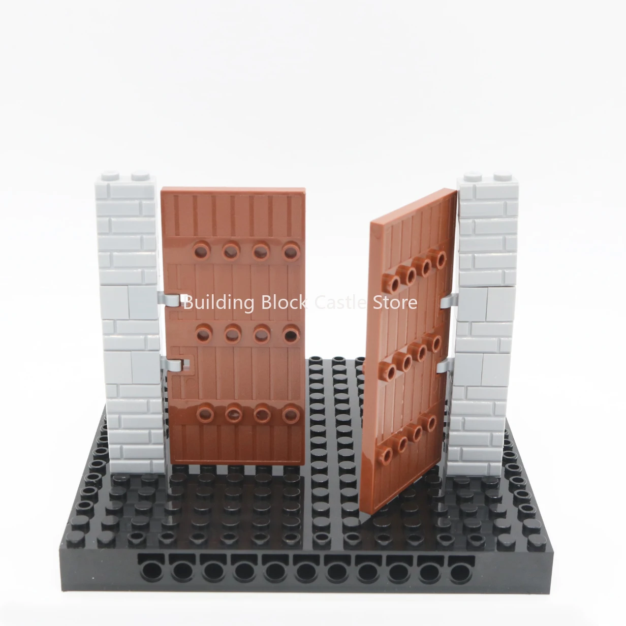 MOC Small Particle Building Block Spare Parts 87601 Large Wooden Gate, Ancient Castle, Castle Tower, City Gate Toy Model