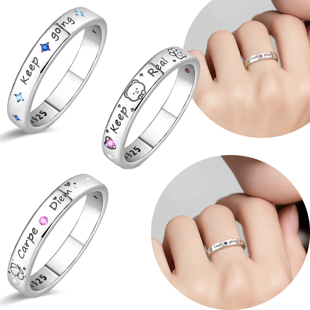 

Оригинальное кольцо в форме сердца S925, серебряный комплект колец, синий циркон, розовый медведь для женщин, аксессуары для колец, юбилейные украшения, прекрасный подарок