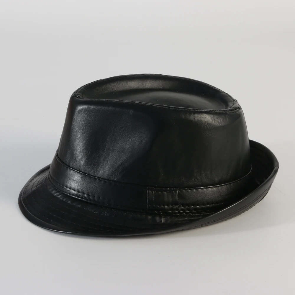 PU Leather Gift Fedoras  for Middle-aged and Elderly Autumn and Winter Outdoor Leisure Gentlemen Jazz Hat for Men Panama Hat