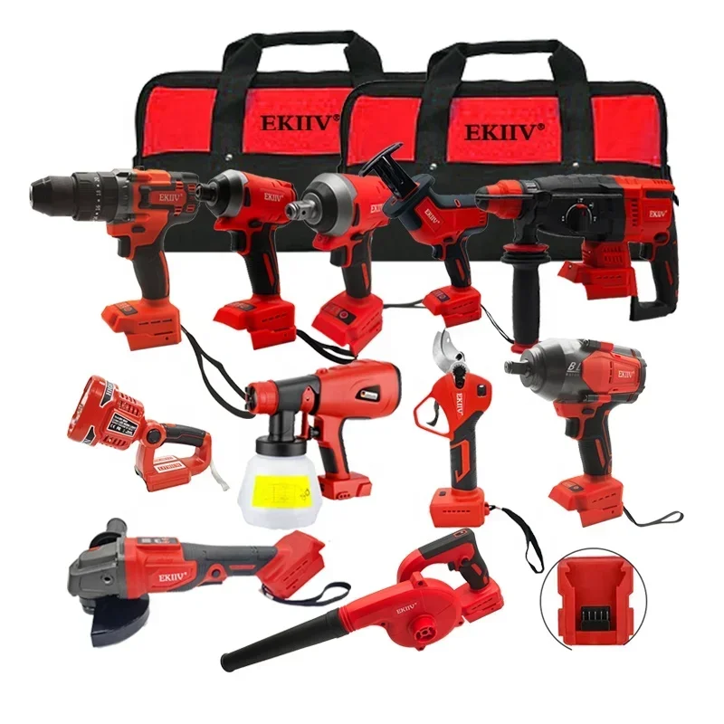 

Ready for shipment Power Tool Set Electric Drill Angle Grinder Wireless Multifunctional Home Custom Full Toolbox Portable