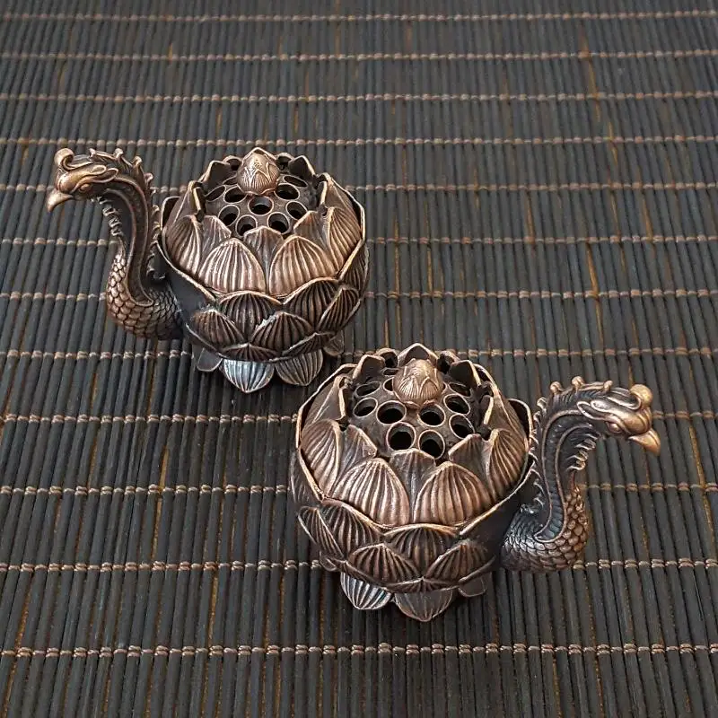 Retro Phoenix Lotus Engraved Incense Burner High Quality Zinc Alloy For Bedroom Nightstand Aesthetic Decor