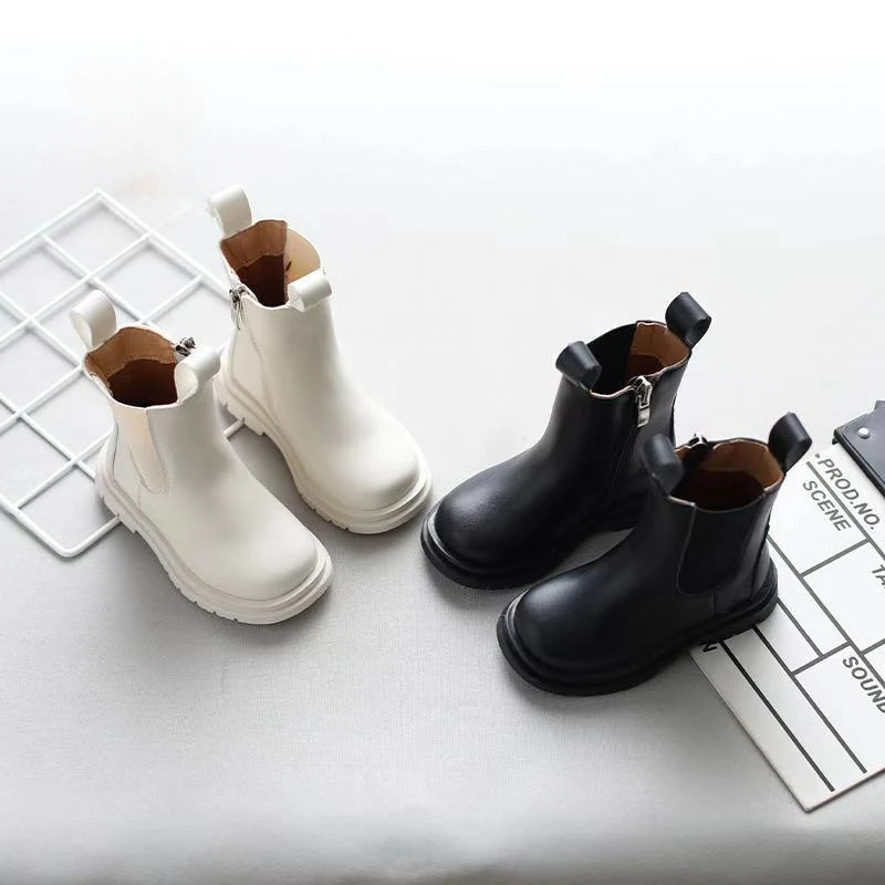 Autumn Winter Toddler Girl Boots New Chelsea Boots for Children Winter Leather School Shoes Girls Snow Kids Motorcycle Hige Boot