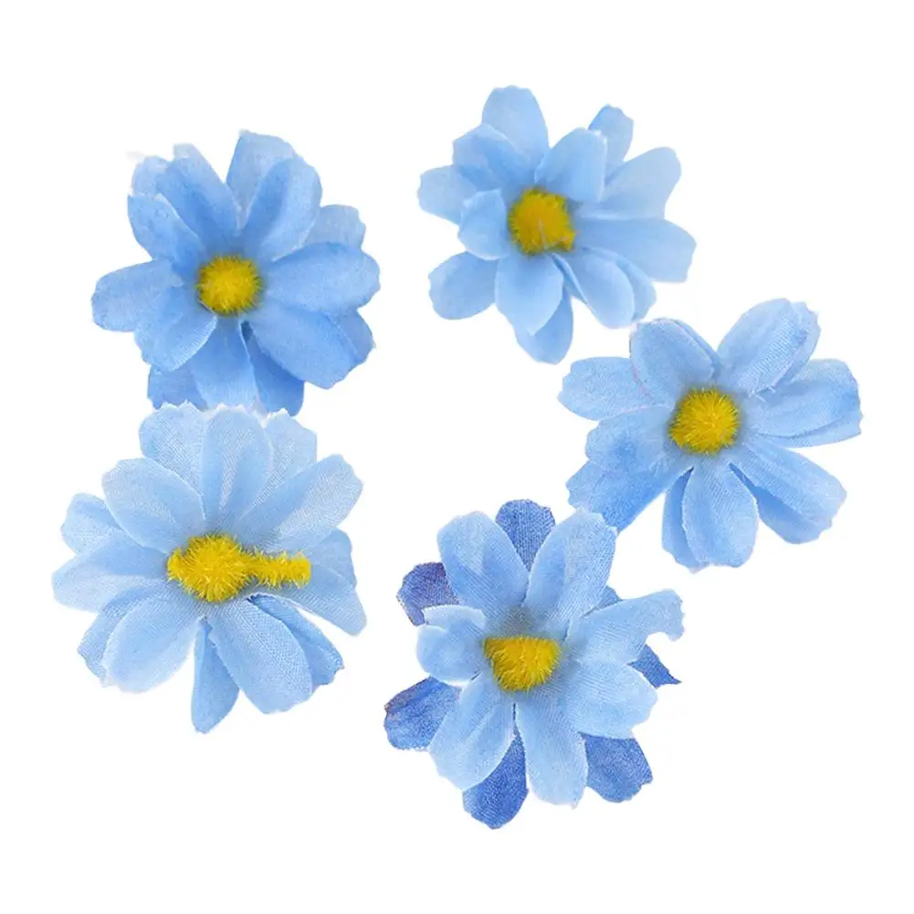 

Набор из 100 шелковых головок из искусственных цветов ромашки 5 см для аксессуаров для волос своими руками и поделок с цветочным рисунком, легкий вес и