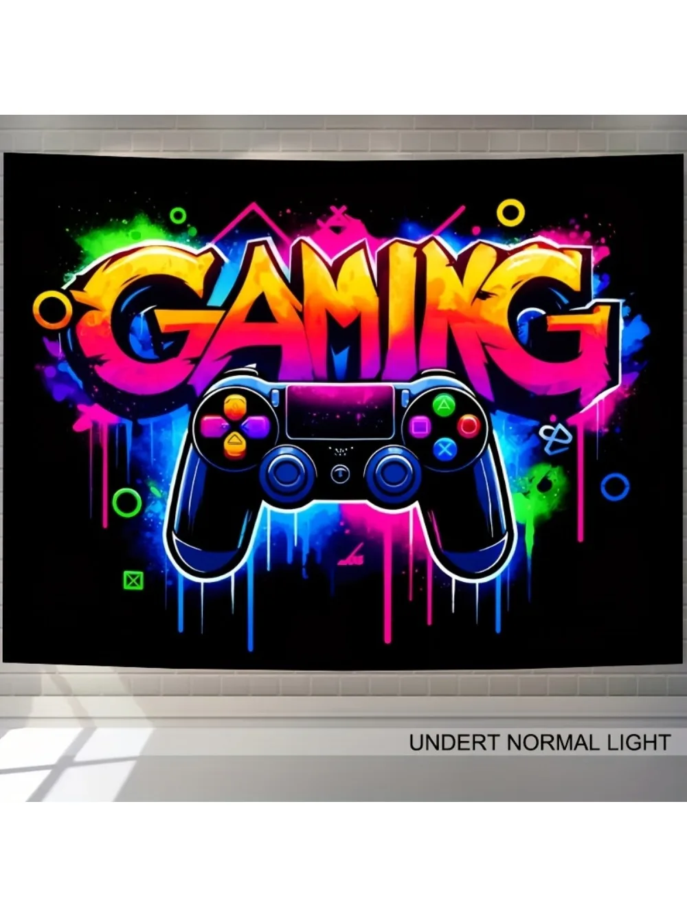 One piece, UV Black Light game controller graffiti neon wall art tapestry, indoor/outdoor game room, club, party decoration