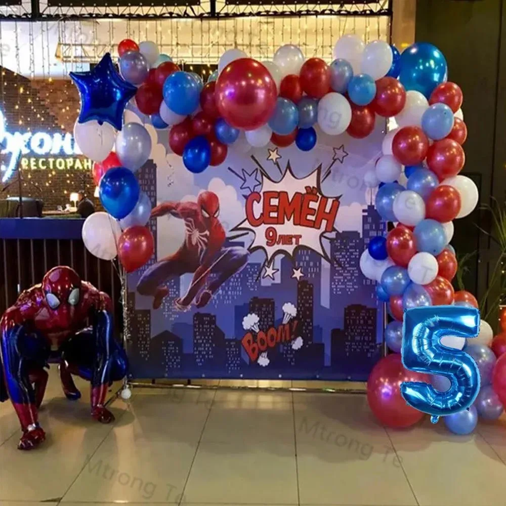80 pezzi di numeri di palloncini Spiderman Set decorazione per feste di compleanno per bambini Spider Baby Shower regalo giocattolo gonfiabile per ragazzi