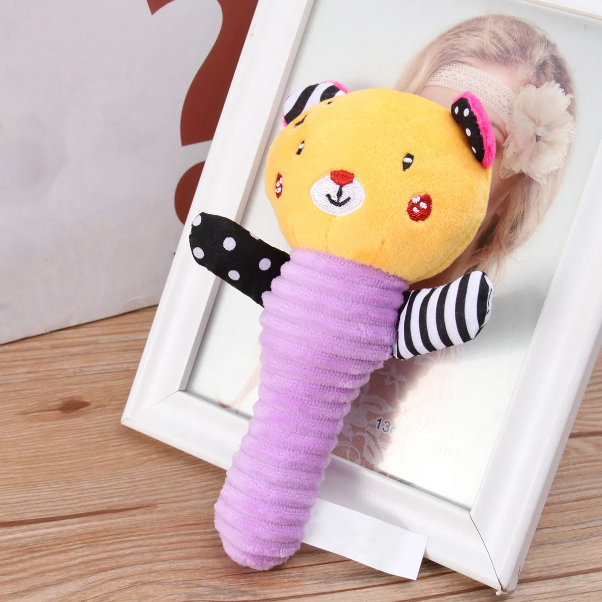 Baby Handheld Bell Rattle Soft Animal Shape Colorful Infant Educational Soothing Development Gift for Boys Girls