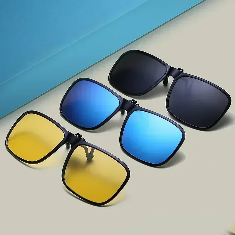 Polarized Flip Up Clip on Sunglasses for Driving Dark UV400 Photochromic Anti Glare Lens Myopia Sun Glasses Car Driver