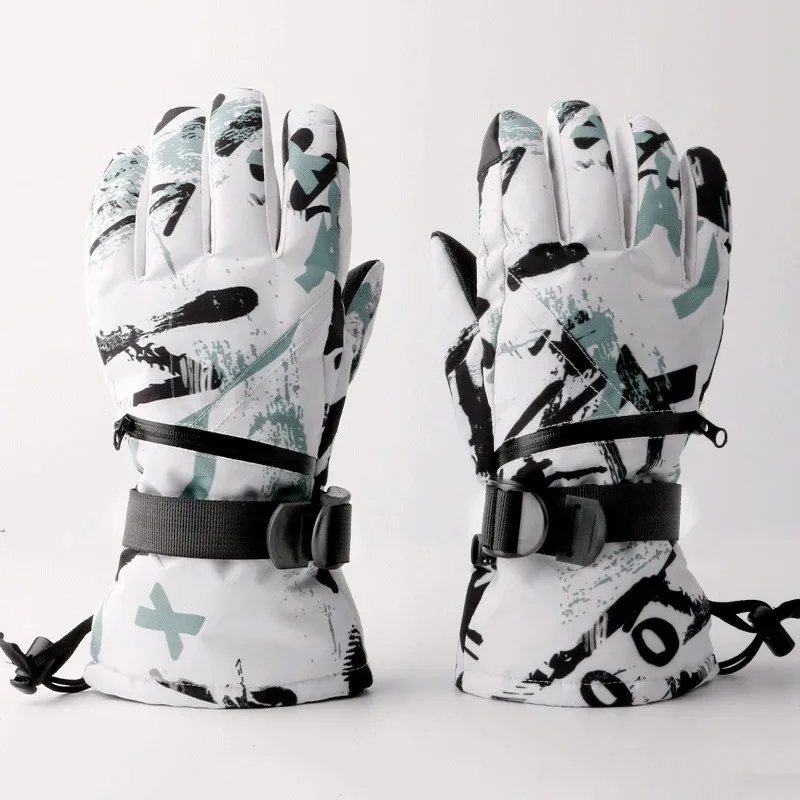 Guantes de esquí de Snowboard cálidos para hombres y mujeres, manoplas de nieve impermeables para teléfono táctil, esquí, moto de nieve, manopla de
