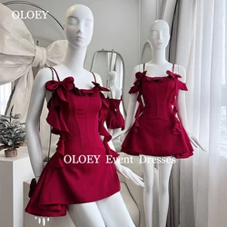 OLOEY Sexy Pleats Short Prom Cocktail Dresses Customized Sleeveless Spaghetti Straps Mini Wedding Party Gowns Women 2025 Zip