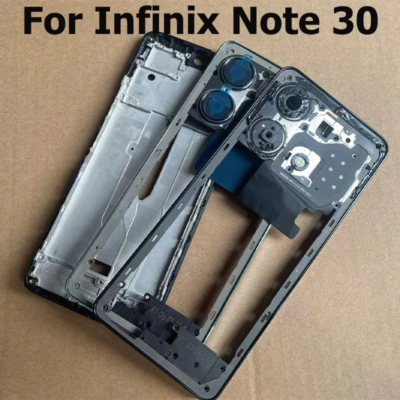 Средняя рамка для Infinix Note 30, передняя панель ЖК-дисплея, лицевая панель, корпус + кнопка регулировки громкости, запасные части X6833 X6833B