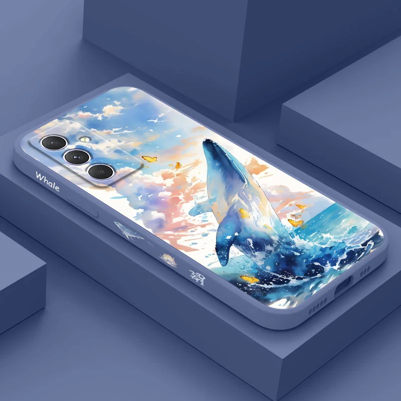 

Colorful Whale Phone Case For Samsung Galaxy A55 A35 A25 A15 A05 A05S A54 A34 A24 A14 A04 A04S A04E 4G 5G Cover