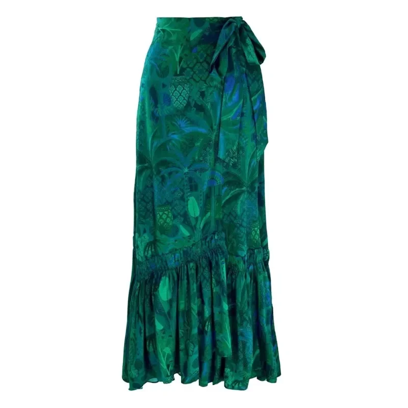 ชุดว่ายน้ําพิมพ์ลายบิกินี่ย้อนยุคของผู้หญิง ปกคลุมด้วยกระโปรง แน่น ผ้าพันแผล ฤดูร้อน ชายหาด หรูหรา สง่างาม แฟชั่น 1 ชิ้น