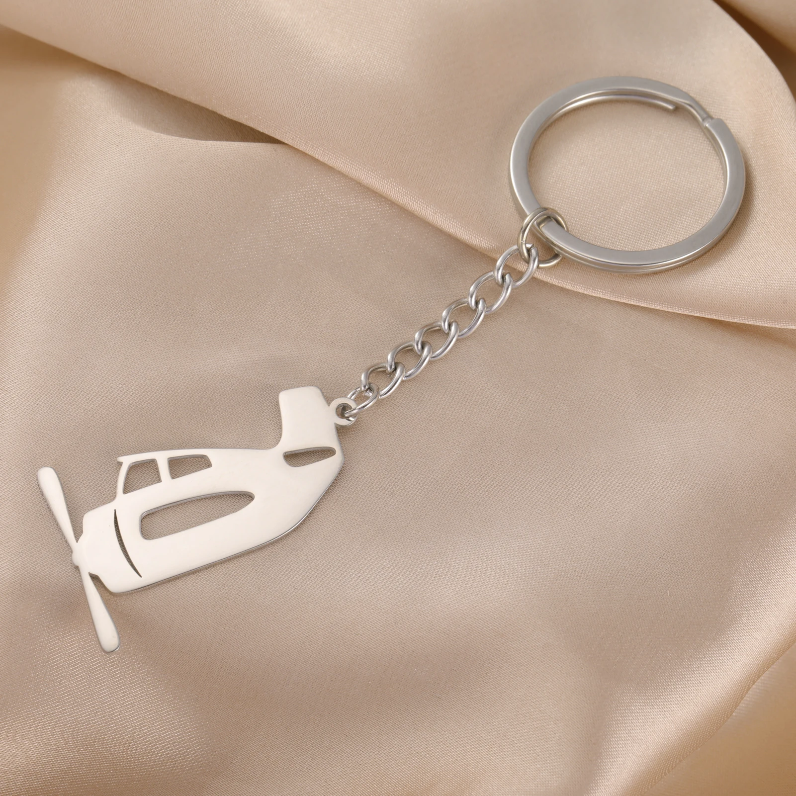 Airplane Helicopter Plane Keychain Pilot Gift For Women Men Boy Kid Child Father Day Dad Stainless Steel Key Chain