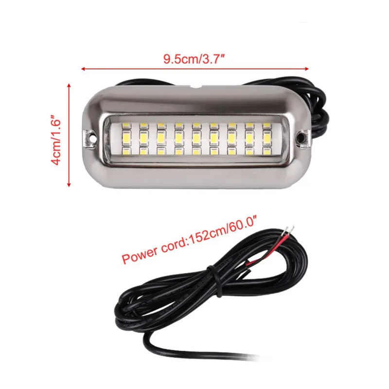 2Pcs 27/42LED 10-30V Boat Transom Light Underwater Pontoon Marine Ship Boat Accessories Light Stainless Steel Waterproof Marine