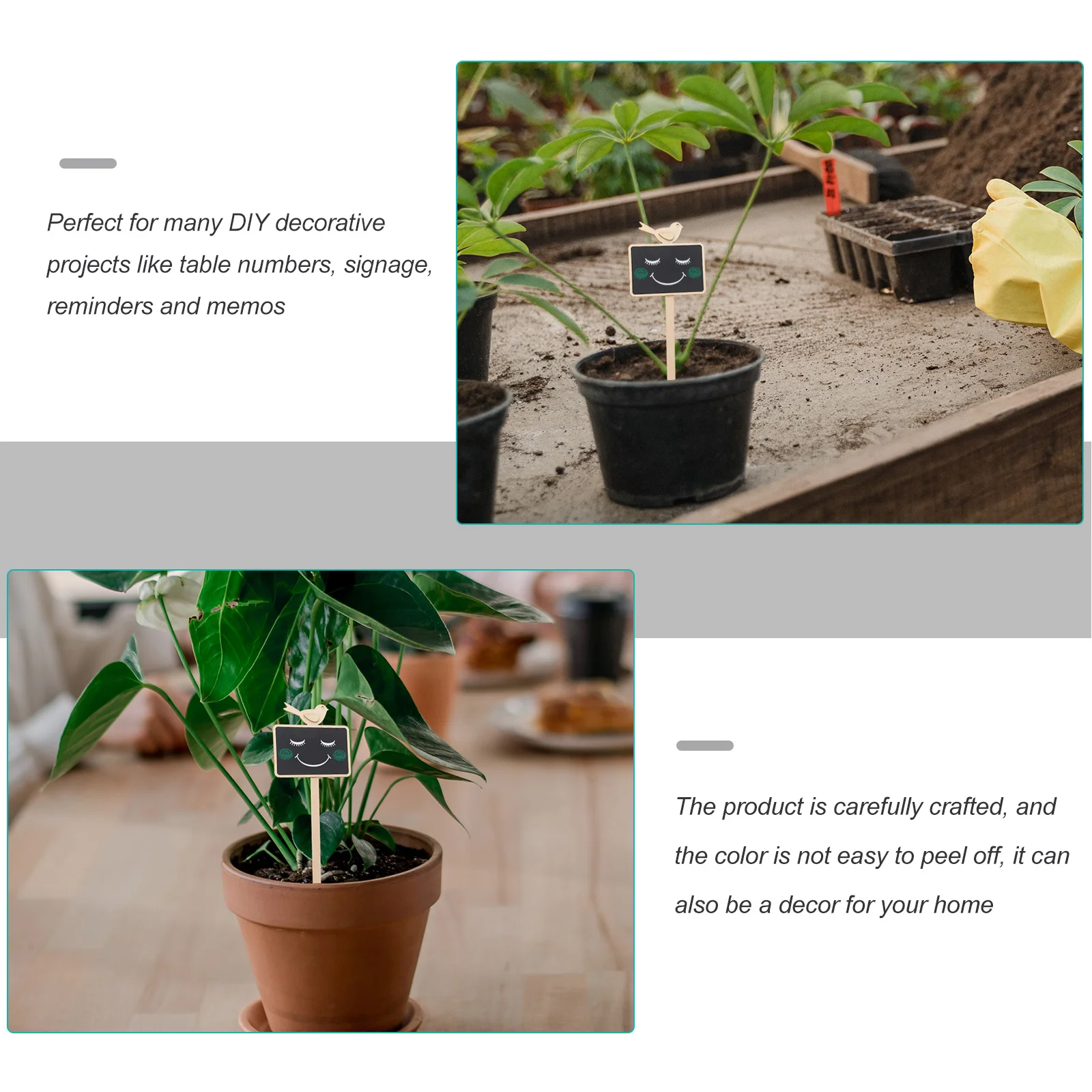 20Pcs Mini Chalkboard Picks Wooden Message Board for Flowerpot Tags Garden Blackboards DIY Home Wedding Party Decor Supplies