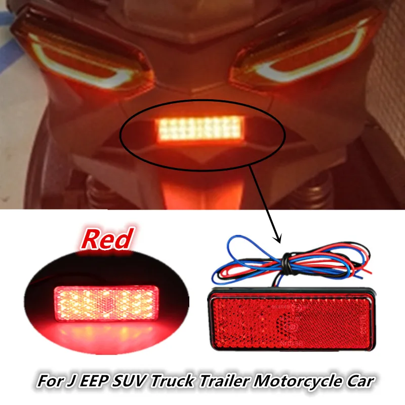 12V Universal LED Light Rectangle Reflectors Truck Side Warning Lights White Red Yellow Rear Stop Light For Truck Motorcycle Car