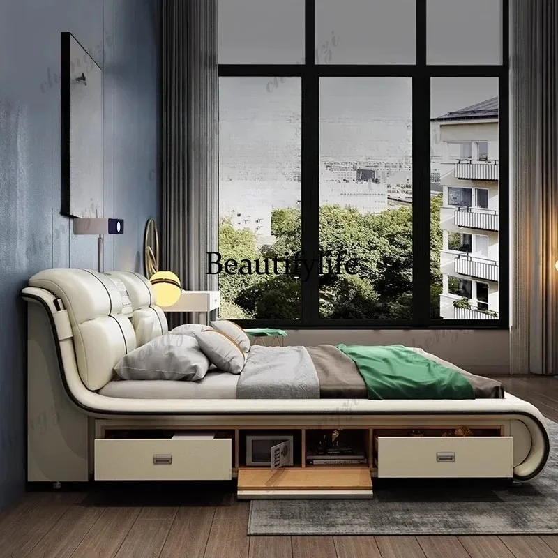 03 A68 Modern Unique Bed Aesthetic Sleeping Lounge Bedroom Bed Multifunctional Luxury Cama De Lujo Para Dormitorio Home Furnitur