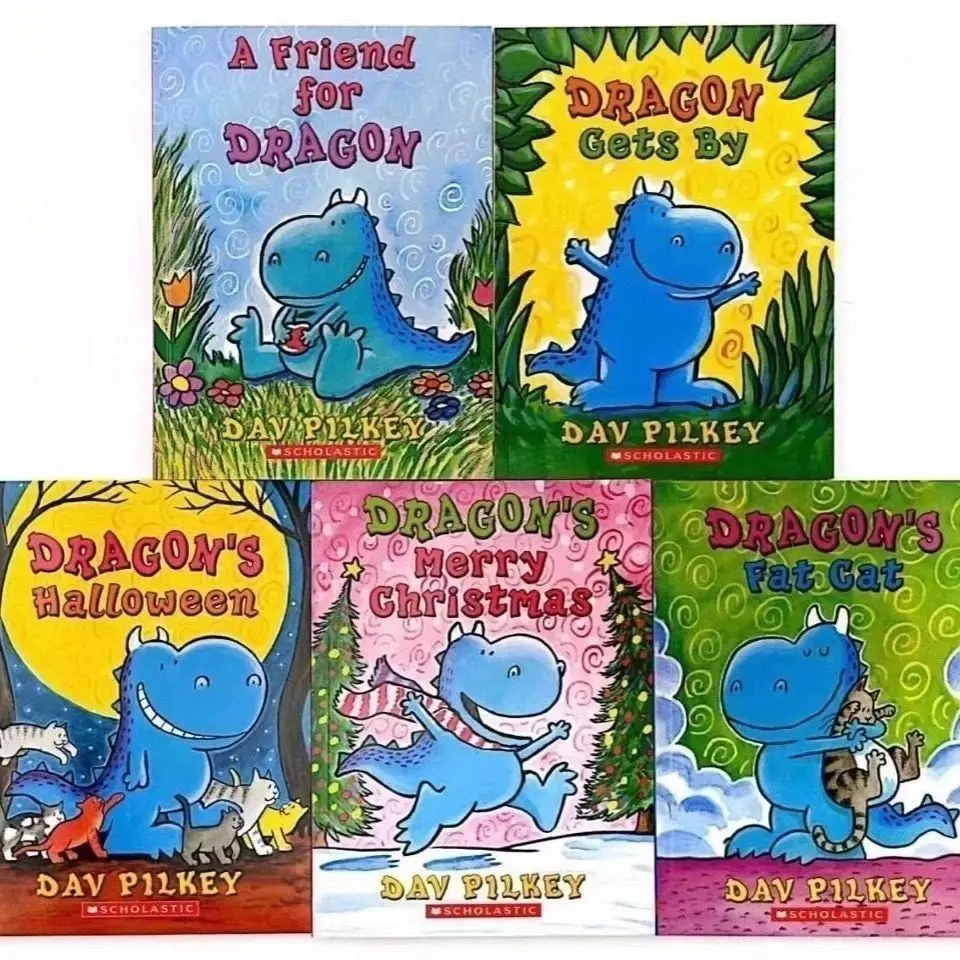 

Fat Dinosaur 5 volumes DragonTales English early childhood education story book for children difuya