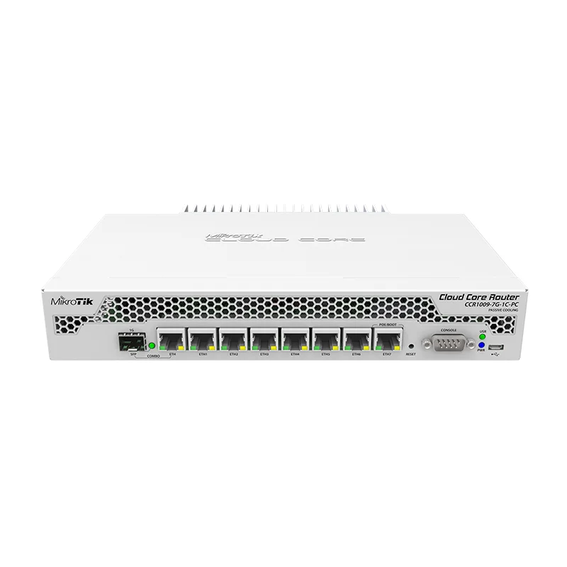 

MikroTik CCR1009-7G-1C-PC 7x Gigabit Ethernet 1x Combo port with support 9 cores x1GHz CPU router switch