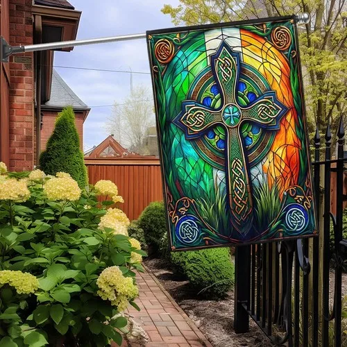 Irish Celtic Cross St. Patrick's Day Flag Graden Flag XXH LLP LLX uui