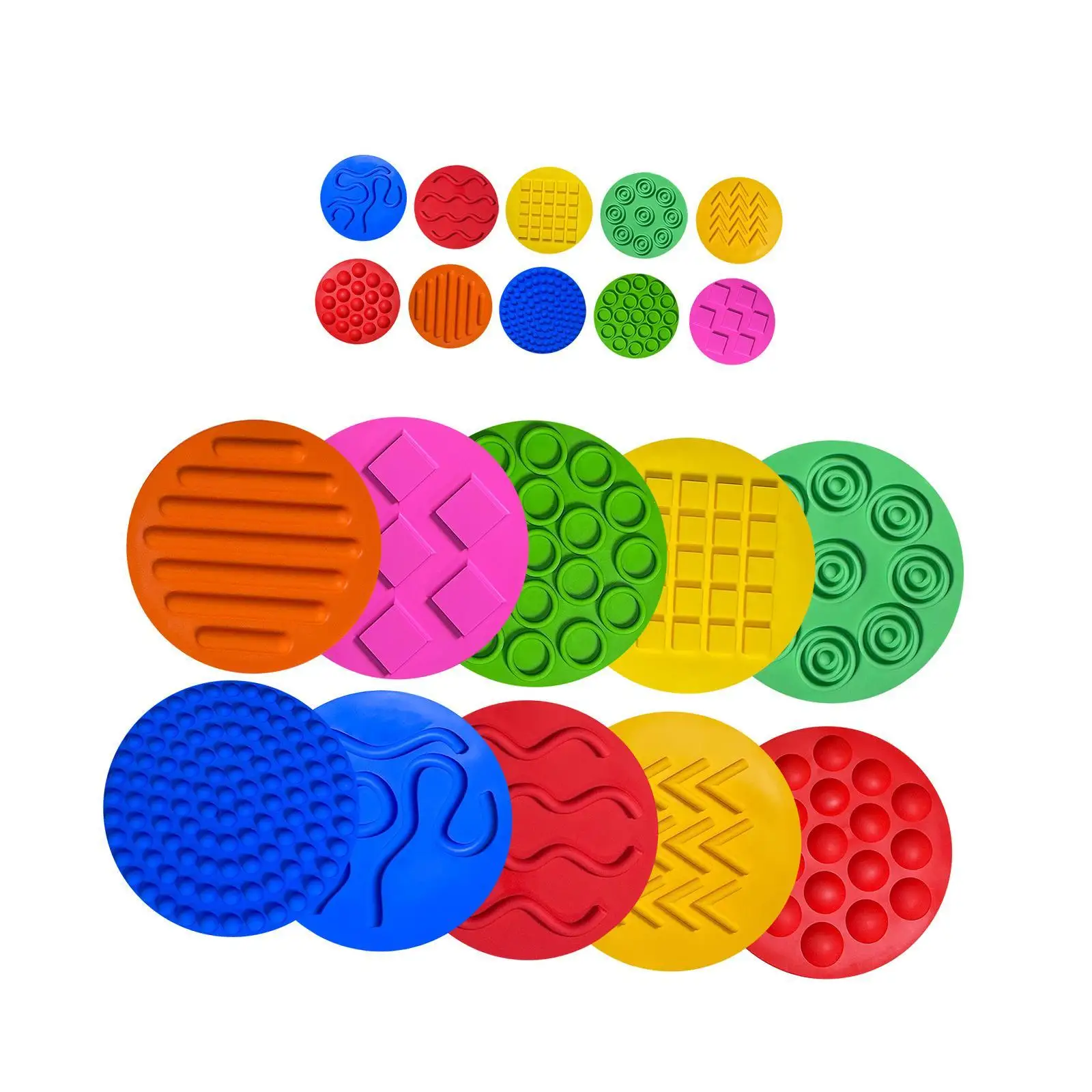 20Pcs Silicone Sensory Mats Sensory Circles Textured Early Learning Play Sensory