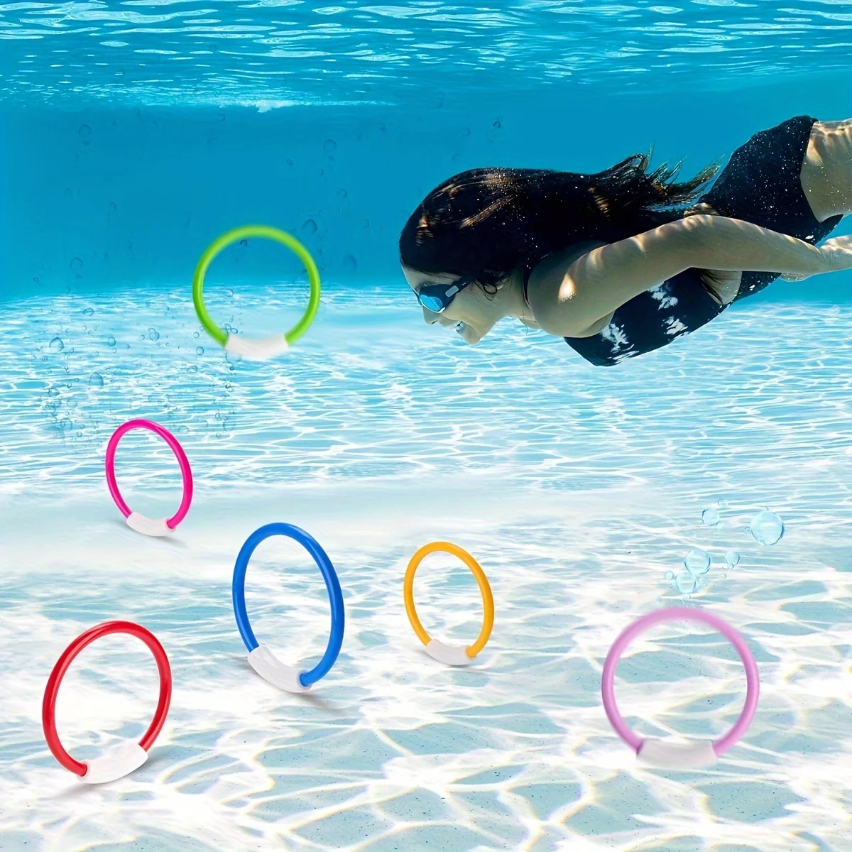 Ensembles d'anneaux de plongée, adaptés au lancer, à la plongée, au jeu sous-marin en piscine, à l'entraînement et au divertissement de natation, 4 pièces