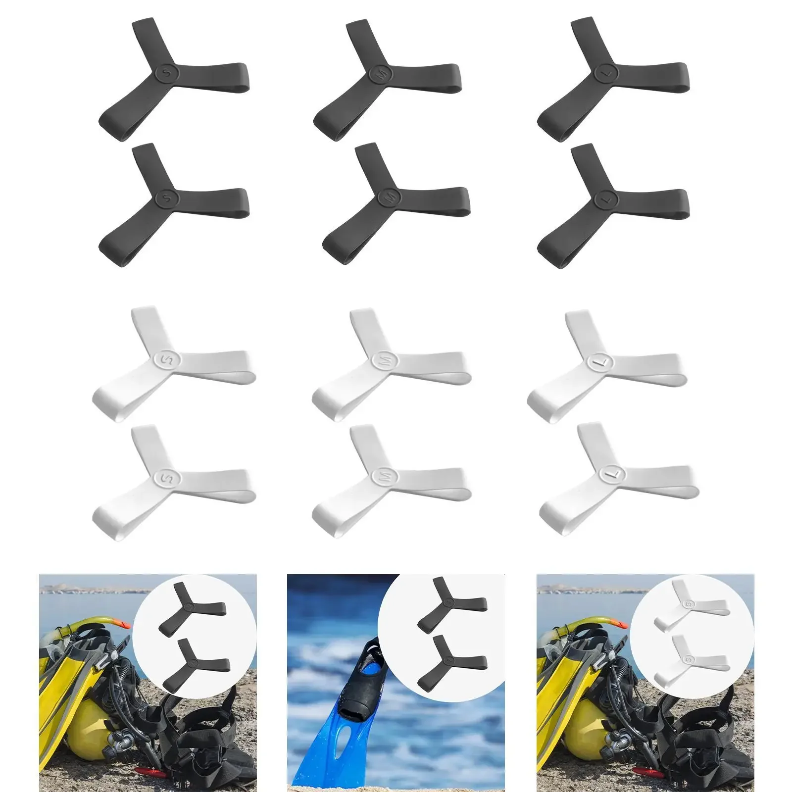 Protectores de aletas ajustables, fácil extracción, reemplazo triangular seguro para snorkel, deportes acuáticos subacuáticos, natación, pesca submarina
