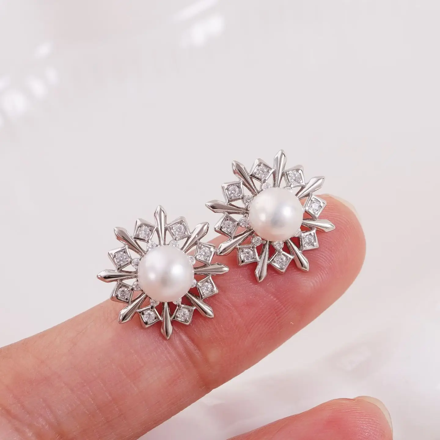 

Wholesale S925 Sterling Silver Earrings Base Findings Mountings Jewelry Mounts Fittings Accessories for 6-7mm Pearls 3 pairs/lot