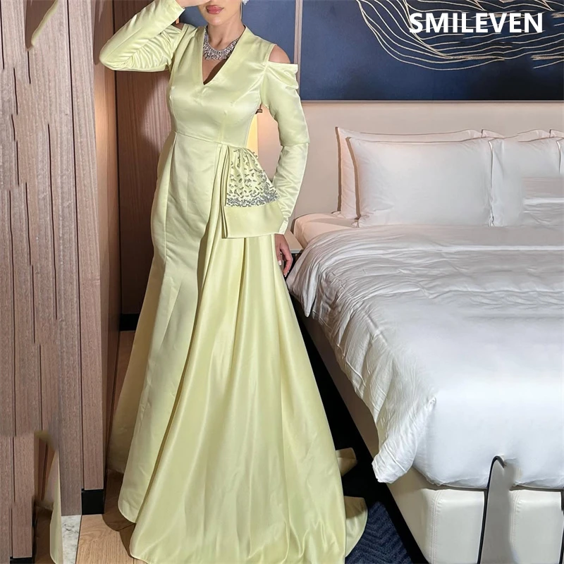 

Smileven A-line Appliques Prom Dress Backless Party Gowns V-Neck Tea-Length Formal Evening Dress Customized Gift 2025