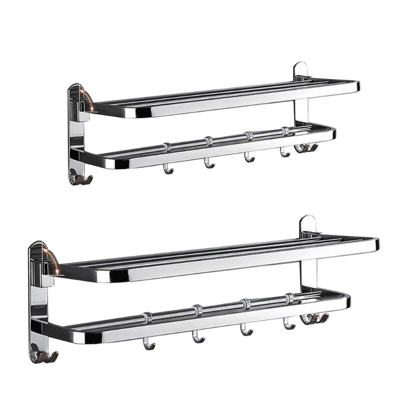 New Stainless Steel Wall Mounted Foldable Bath Towel Rack Holder Storage Shelf