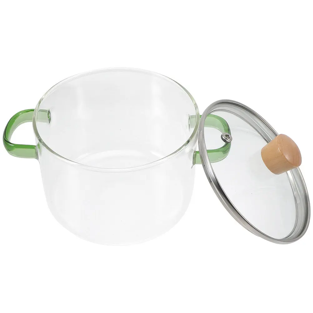 

Clear Glass Stockpot Double Handle Heat Resistant Cooking Pot for Stewing Food Easy to Clean Kitchen Accessory