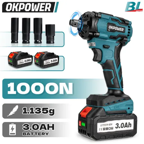 1000N.M 토크 브러시리스 전기 임팩트 렌치 Makita 18V 배터리 용 1/2 인치 스크루 드라이버 무선 전기 렌치 전동 공구