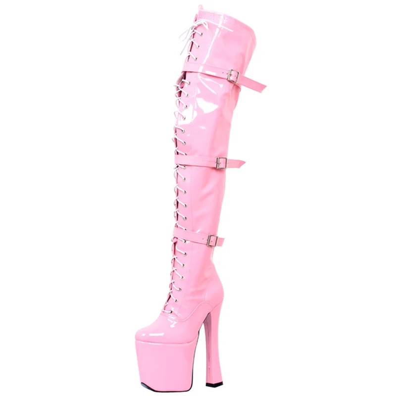 

CACA 20CM High Heels Women Thigh Boots,Men Stage Pole Dance Shoes,Fetish Platforms Shoes,Over The Knee Long Botas,Custom Colors