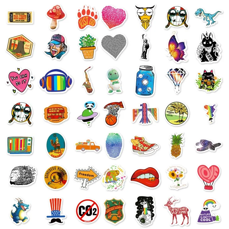 100 peças adesivos decorativos de graffiti criativos de personalidade de desenho animado