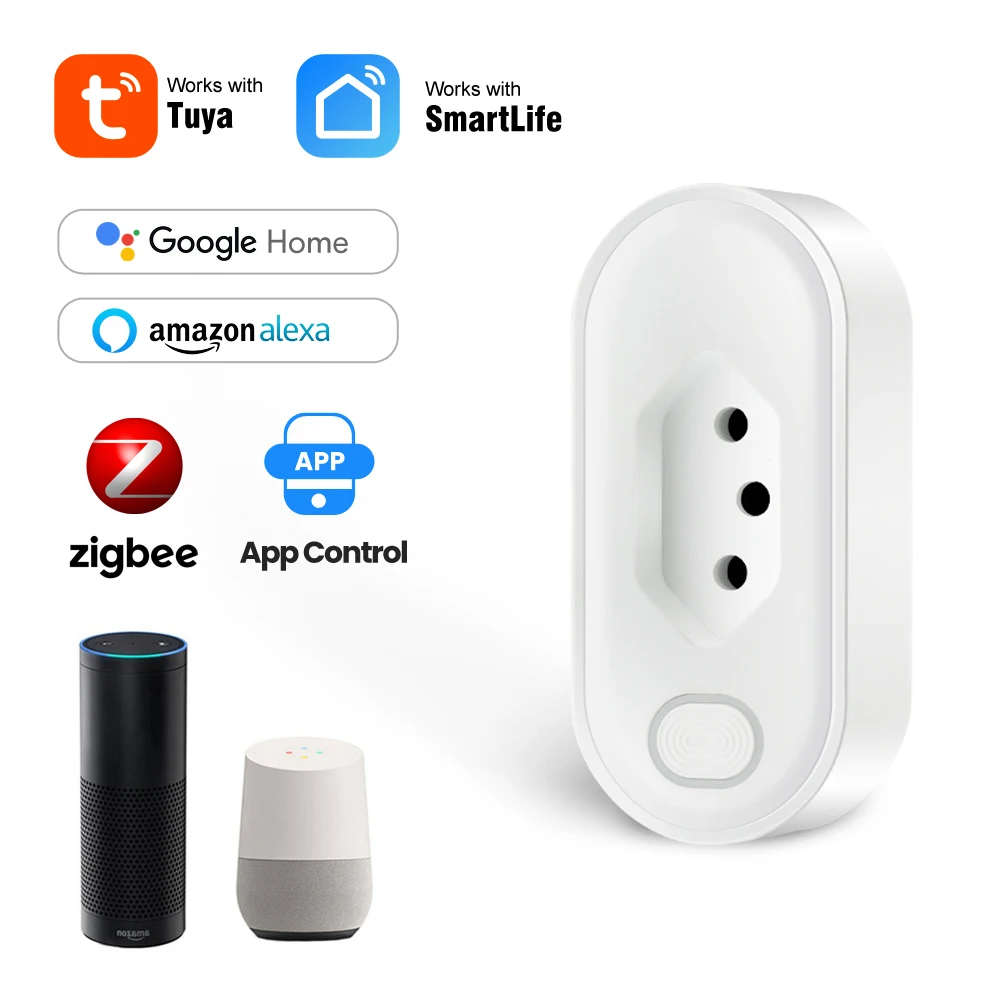 Avatto Tuya ZigBee 16a Brasilien Smart Plug mit Power Monitor,Smart Life Remote Smart Socket Steckdose, arbeiten mit Alexa Google Home