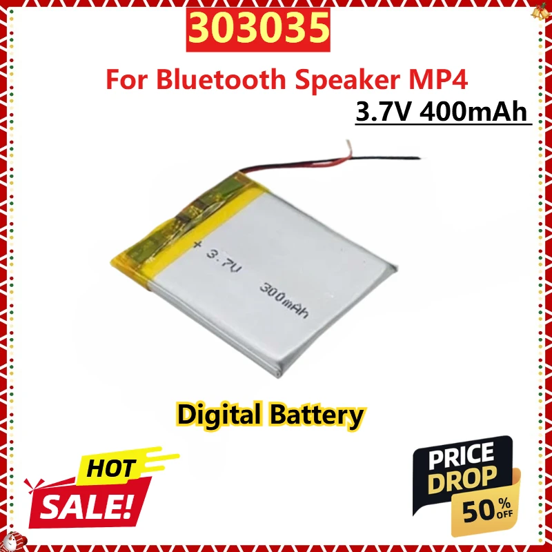 

For Bluetooth Speaker MP4 Rechargeable Lithium ion / Li-ion Polymer New Digital Battery 303035 3.7V 400mAh 803035 903035 103035