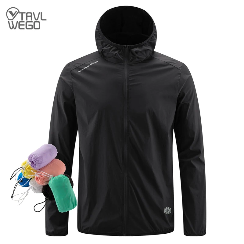 TRVLWEGO Summer Packable Hiking Jacket UV-Proof Men's Women's Lightweight Jacket with Hood for Golf Cycling Windbreaker