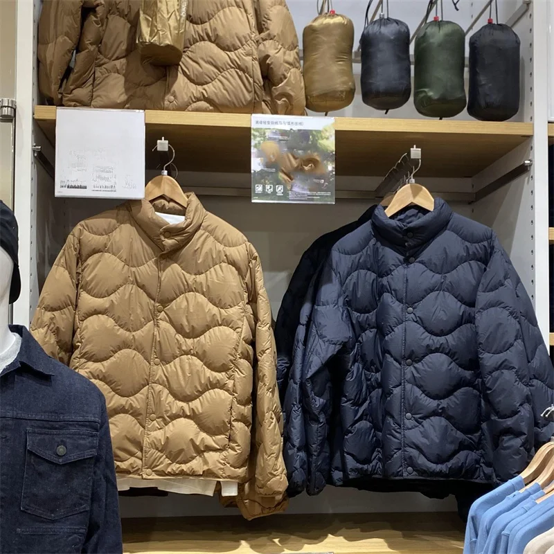 

Men's Stand Collar Jaet Cotton Filled Inner Derma Cotton Autumn Winter Coat Zipper Closure Stand Fit Casual Youth Faion