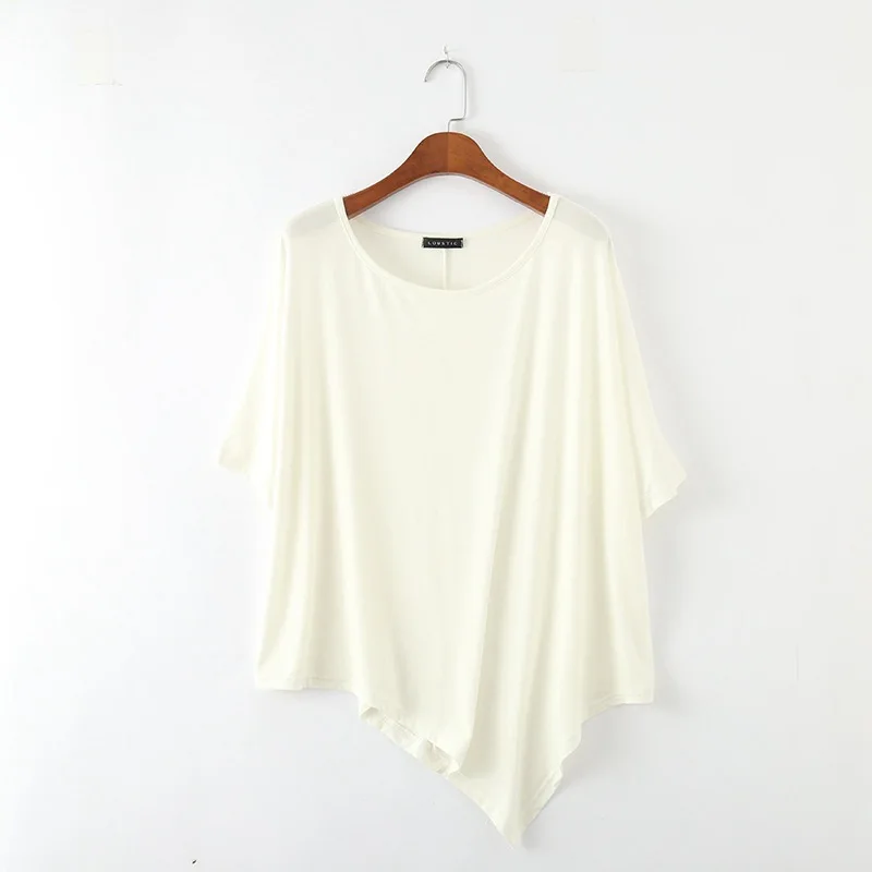 Irregular Batwing sleeves Summer Modal O-Neck Tshirt Loose casual Tshirts plus size Base tee tops