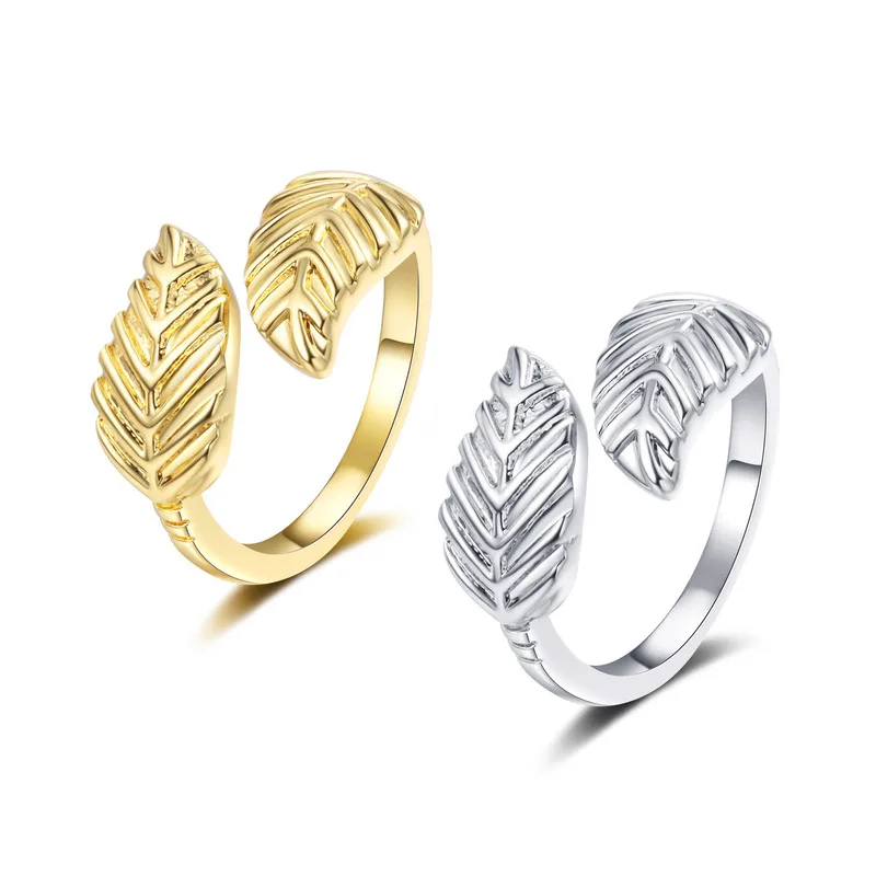 Feather Angel Wings Open End Ring Hip Hop Style Adjustable Geometric Minimalist Unisex Jewelry Gift Daily Commuter Wear