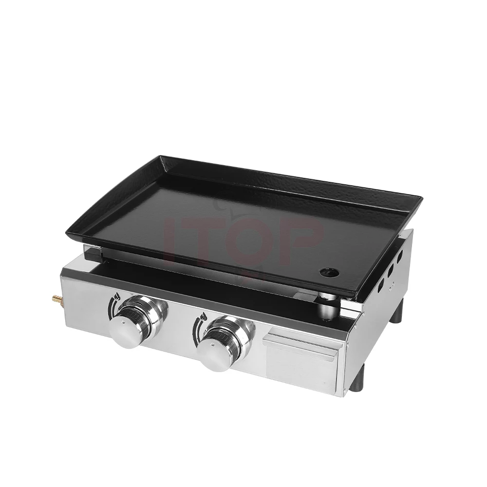 Garden 2 Burners Gas BBQ Grills LPG Plancha 5000W Beef Pork Chicken Cooking Home Hot Plate Non-stick Barbecue Tools Grills