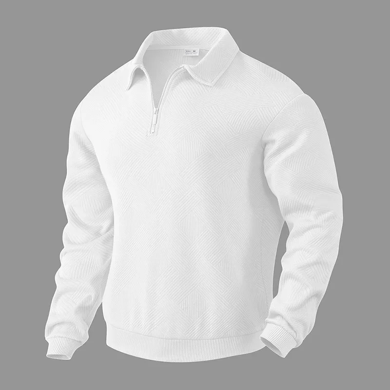 Men's Long-Sleeved Lapel Zipper Polo Shirt Casual Loose Top for Autumn 2025 Cross-Border Popular Style image 4