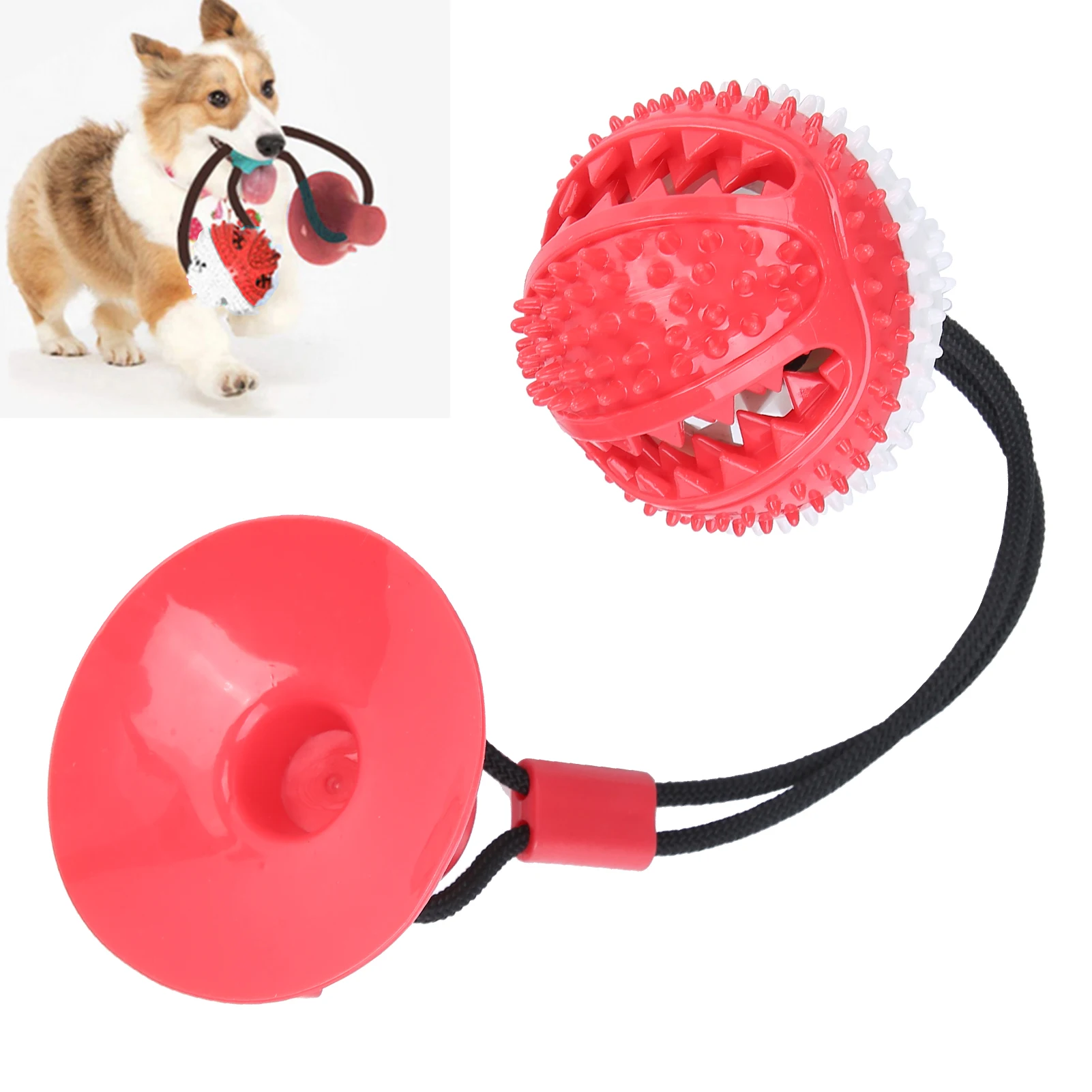 Dog Toys Balls Suction Cup Interactive Hemp Rope Rubber Leaking Balls For Small Dogs Chewing Bite Resistant Toys Pet Tooth Clean