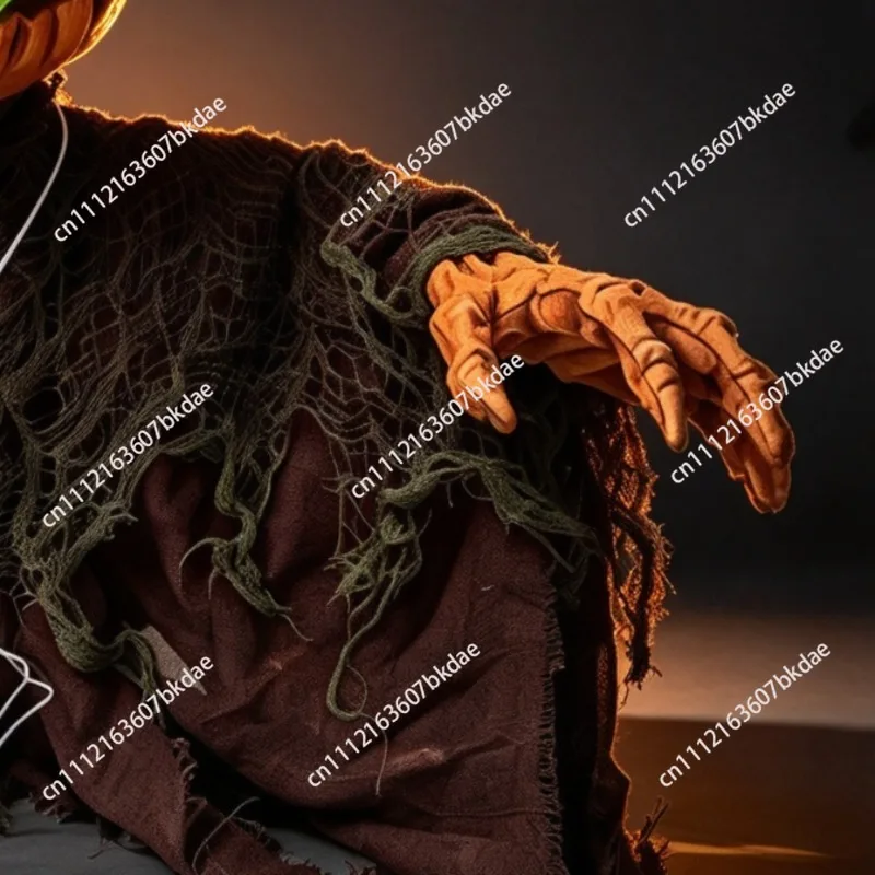 Half-body ghost pumpkin man ornament haunted house secret room electric induction luminous decorative props halloween
