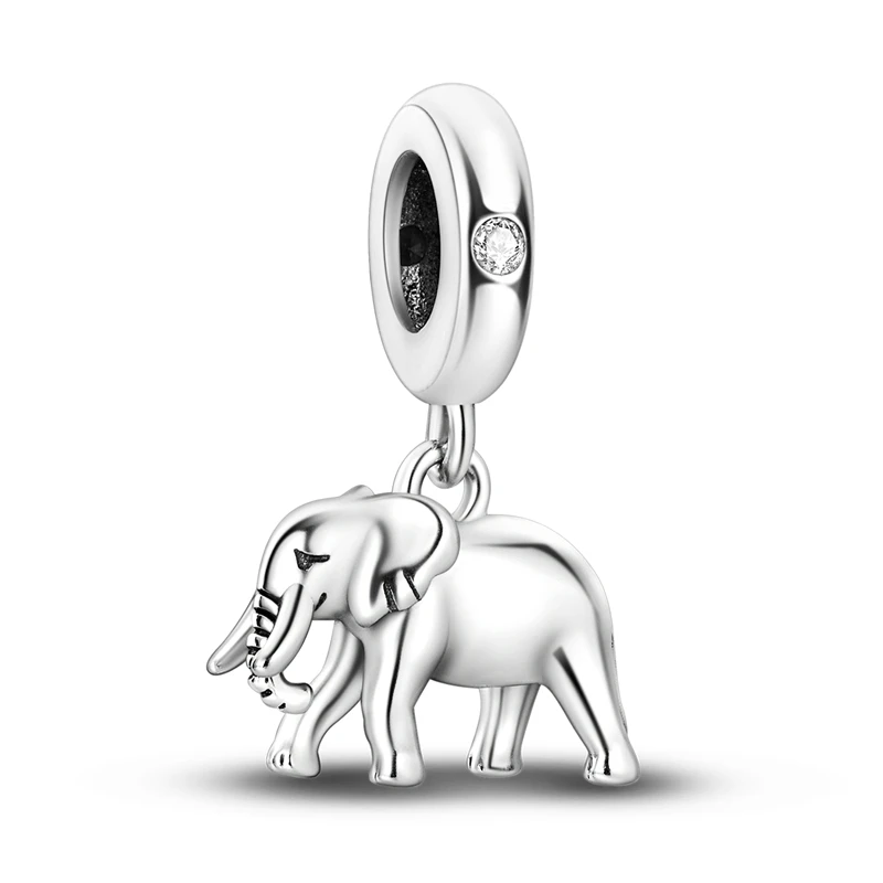 Popular 925 Sterling Silver Wild Elephant Charms Pendant Fit Original Bracelet DIY Women Wedding Jewelry Gift